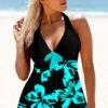 Keyhole Back Floral Print Halter Swimdress And Shorts -Rosewe Promotion Store 266553 P 1615453802269