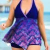 Halter Chevron Print Plus Size Swimdress And Panty -Rosewe Promotion Store 266792 P 1623403607629