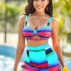Colorful Geometric Print High Waisted Bikini Set -Rosewe Promotion Store 266799 P 1614582712977