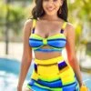 Colorful Geometric High Waisted Print Bikini Set -Rosewe Promotion Store 266801 P 1614582740626