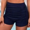 Navy Blue Ruched High Waisted Swim Shorts -Rosewe Promotion Store 266943 P 16157746078830
