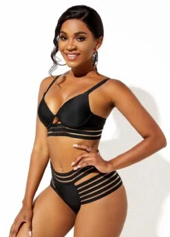 Sheer Mesh High Waisted Bikini Set -Rosewe Promotion Store 266979 P 1622801055995