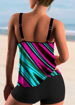 Colorful Striped Spaghetti Strap Tankini Set -Rosewe Promotion Store 267268 P 1614834128291