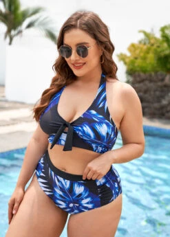 High Waisted Plus Size Leaf Print Bikini Set -Rosewe Promotion Store 267581 P 16181947529292