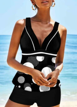 Wide Strap Polka Dot Tankini Set -Rosewe Promotion Store 267715 P 1615264922371
