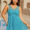 Lace Crossover Hem Plus Size Swimdress And Shorts -Rosewe Promotion Store 267737 P 16303720794660