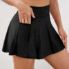 Pocket High Waisted Black Pleated Hem Swim Skirt -Rosewe Promotion Store 268058 P 16190772920500
