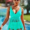 Solid Tassel Spaghetti Strap Swimdress And Panty 2 Solid Tassel Spaghetti Strap Swimdress And Panty -Rosewe Promotion Store 269085 P 1621304176748
