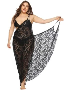 Lace Plus Size Spaghetti Strap Cover Up