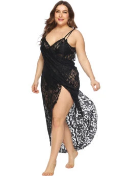 Lace Plus Size Spaghetti Strap Cover Up -Rosewe Promotion Store 269773 P 1617079703880