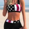 American Flag Print Bowknot Back Bikini Set -Rosewe Promotion Store 269809 P 164629331014400