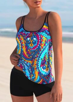 Paisley Print Spaghetti Strap Tankini Set -Rosewe Promotion Store 270412 P 1617349407038