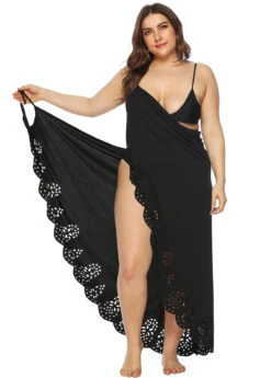 Spaghetti Strap Plus Size Pierced Dettail Cover Up