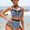 Tribal Print High Waisted Wide Strap Bikini Set -Rosewe Promotion Store 270997 P 16224581804220