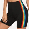High Waisted Rainbow Color Striped Swim Shorts -Rosewe Promotion Store 271043 P 1617872417400