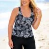 Wide Strap Plus Size Leaf Print Tankini Set 2 Wide Strap Plus Size Leaf Print Tankini Set -Rosewe Promotion Store 271051 P 16203704613920