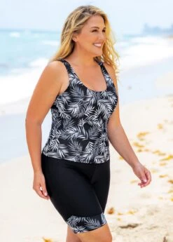 Wide Strap Plus Size Leaf Print Tankini Set -Rosewe Promotion Store 271051 P 16203704618064