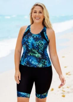 Leaf Print Plus Size High Waisted Tankini Set -Rosewe Promotion Store 271053 P 16203704346592