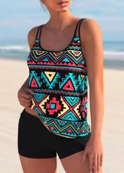 Tribal Print Spaghetti Strap Tankini Set -Rosewe Promotion Store 271093 P 1617956602707