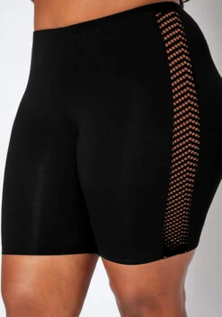 High Waist Plus Size Mesh Stitching Swim Shorts