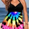 Mid Waisted Multi Color Swimdress And Panty -Rosewe Promotion Store 271218 P 1618197272473