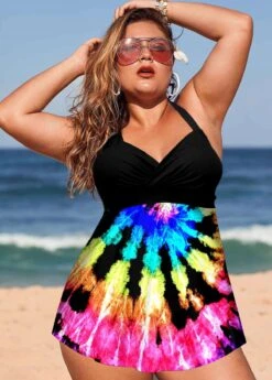 Mid Waisted Multi Color Swimdress And Panty -Rosewe Promotion Store 271218 P 1618197274244