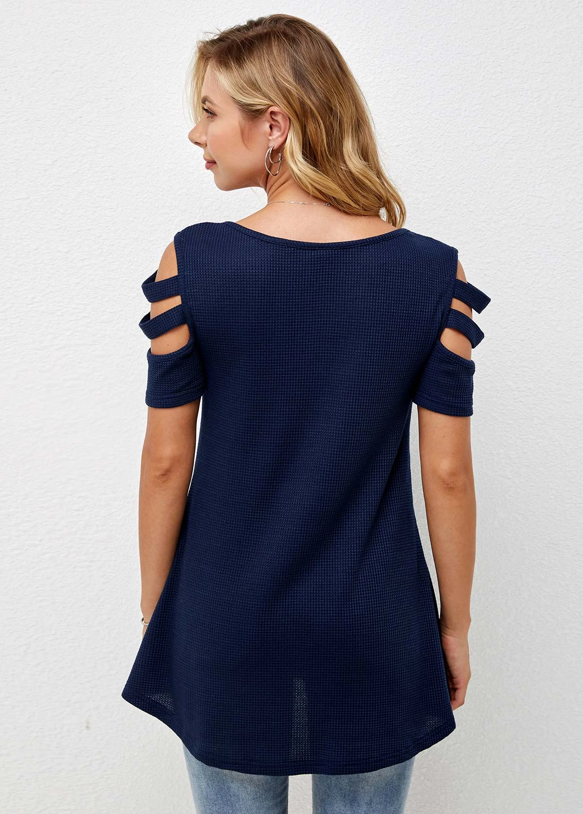 Short Sleeve Cold Shoulder Quarter Zip T Shirt 4 Short Sleeve Cold Shoulder Quarter Zip T Shirt - Image 2