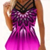 Cross Strap Tribal Print Ombre Swimdress And Panty -Rosewe Promotion Store 271427 P 1618220256258