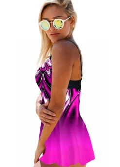 Cross Strap Tribal Print Ombre Swimdress And Panty -Rosewe Promotion Store 271427 P 1618220258798