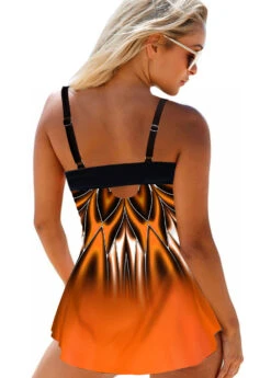 Ombre Tribal Print Cross Strap Swimdress And Panty -Rosewe Promotion Store 271428 P 1618220280410