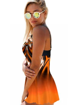 Ombre Tribal Print Cross Strap Swimdress And Panty -Rosewe Promotion Store 271428 P 1618220281782