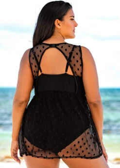 Mesh Stitching Plus Size Solid One Piece Swimwear -Rosewe Promotion Store 271499 P 16183876751541