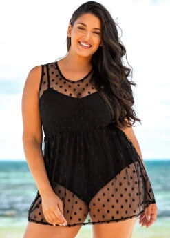 Mesh Stitching Plus Size Solid One Piece Swimwear -Rosewe Promotion Store 271499 P 16183876758663