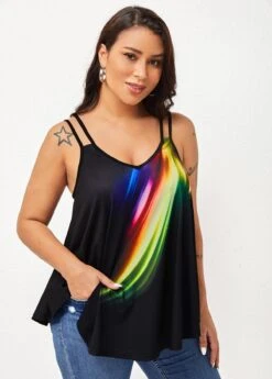 Spaghetti Strap Colorful Printed Camisole Top -Rosewe Promotion Store 271629 P 1628141217694