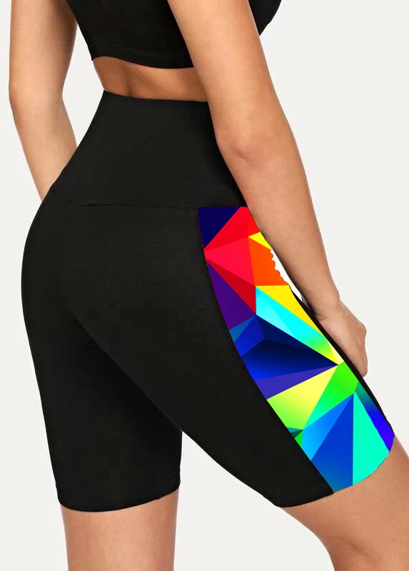 High Waisted Geometric Print Swim Shorts 4 High Waisted Geometric Print Swim Shorts - Image 2