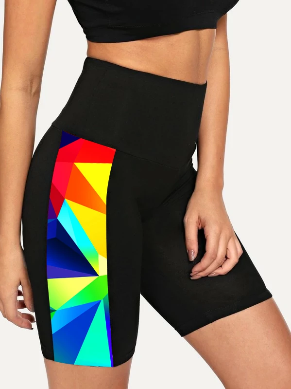 High Waisted Geometric Print Swim Shorts 5 High Waisted Geometric Print Swim Shorts - Image 3