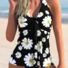 Halter Daisy Print Bowknot Tankini Set -Rosewe Promotion Store 272507 P 1621323829553