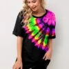 Tie Dye Print Short Sleeve Sweatsuit Setti -Rosewe Promotion Store 272668 P 1619075502132