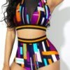Striped Colorful High Waisted Bikini Set -Rosewe Promotion Store 272745 P 1620291138973