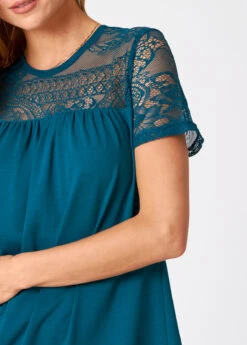 Solid Lace Patchwork Short Sleeve T Shirt -Rosewe Promotion Store 272768 P 16252089148093