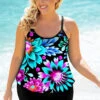 Plus Size Floral Print Multi Color Tankini Set -Rosewe Promotion Store 272773 P 1619081257185