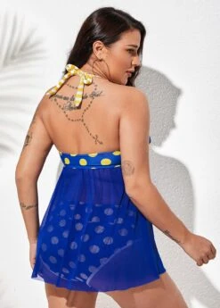 Striped Polka Dot Halter Swimdress And Panty 8 Striped Polka Dot Halter Swimdress And Panty -Rosewe Promotion Store 273042 P 1628142189933