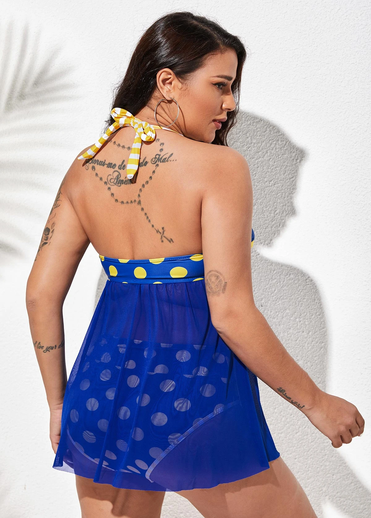 Striped Polka Dot Halter Swimdress And Panty 4 Striped Polka Dot Halter Swimdress And Panty - Image 2