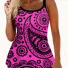 Paisley Print Wide Strap Purple Tankini Set -Rosewe Promotion Store 273606 P 1635490095390