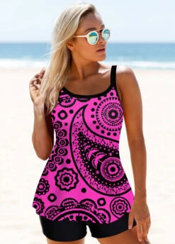 Paisley Print Wide Strap Purple Tankini Set 7 Paisley Print Wide Strap Purple Tankini Set -Rosewe Promotion Store 273606 P 1635490096101