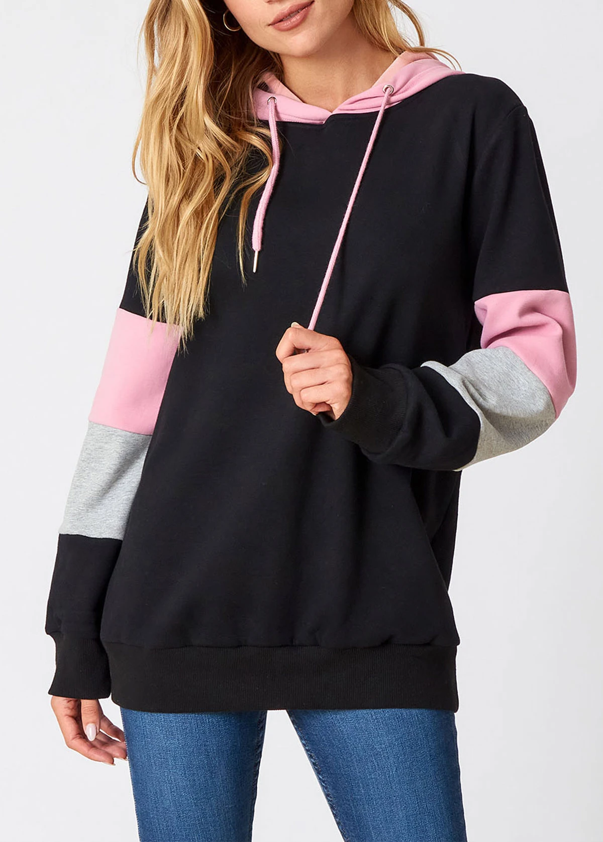 Contrast Drawstring Detail Long Sleeve Hoodie 7 Contrast Drawstring Detail Long Sleeve Hoodie - Image 5