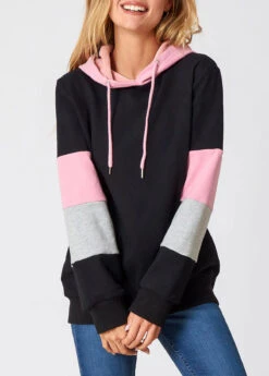 Contrast Drawstring Detail Long Sleeve Hoodie 13 Contrast Drawstring Detail Long Sleeve Hoodie -Rosewe Promotion Store 273636 P 16285121757735