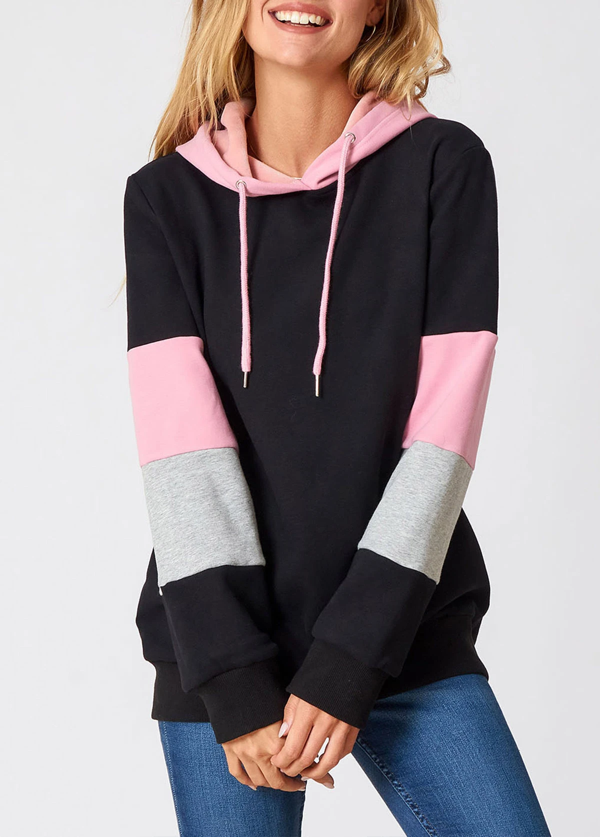 Contrast Drawstring Detail Long Sleeve Hoodie 8 Contrast Drawstring Detail Long Sleeve Hoodie - Image 6