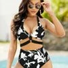 High Waisted Floral Print Halter Bikini Set 1 High Waisted Floral Print Halter Bikini Set -Rosewe Promotion Store 273980 P 1620613216372