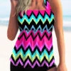 Halter Rainbow Stripe Tie Back Tankini Set -Rosewe Promotion Store 274490 P 1620899732316